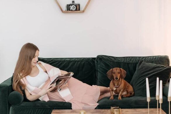 alt="Woman relaxing on a sofa at home, supporting her mental well-being during isolation"