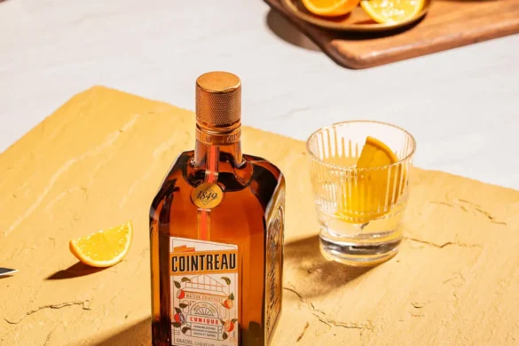 Classic Margarita cocktail made with Cointreau, tequila and lime in a salt-rimmed glass