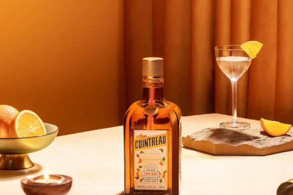 Classic Margarita cocktail made with Cointreau, tequila and lime in a salt-rimmed glass